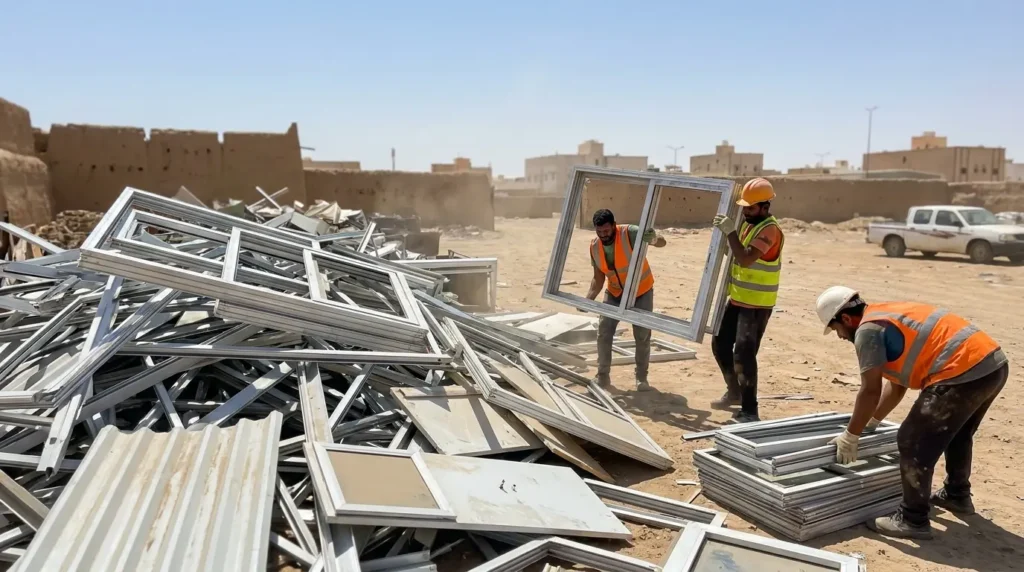فرز وجمع كميات كبيرة من سكراب الألمنيوم بالمدينة المنورة